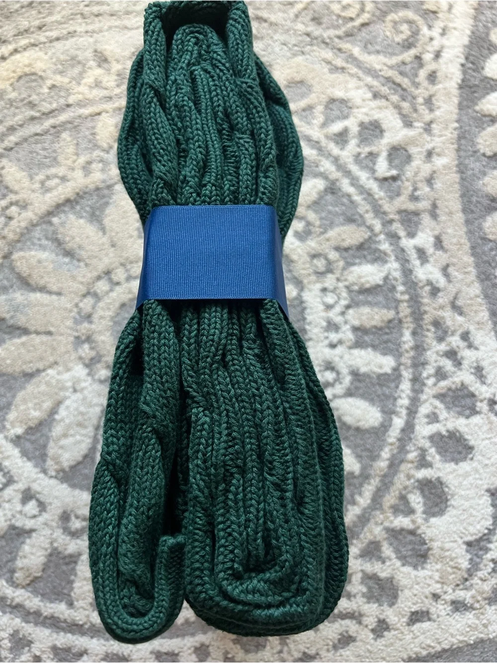 NEW❤️Ralph Lauren Cotton Forest Green Cable-Knit Blanket